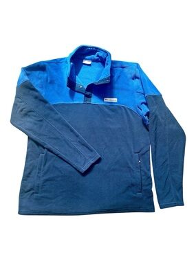 Men’s Columbia Casual Two-Tone Blue 1/4 Button Up Neck Fleece Sweater